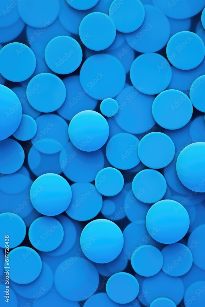 Poster A bunch of blue circles stacked on top of each other. Can be used as a background or for graphic design projects.