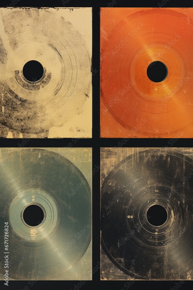 Aufkleber a group of four different colored cds sitting on top of each other. this versatile image can be used