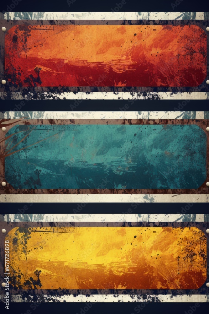 Poster a collection of four metal banners in different colors. this versatile image can be used for a varie
