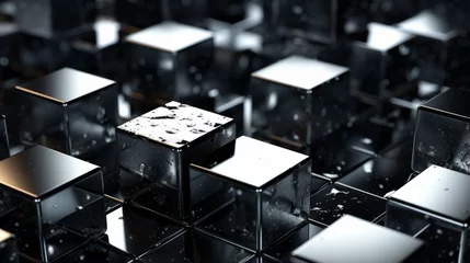 Fotobehang Glittering silver cubes on a black background © Textures & Patterns