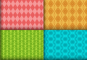 Stylish geometry rhombus seamless tracery set. Arabian motif ethnic patterns. Rhombus element geometric vector endless texture bundle. Monochrome background swatches.