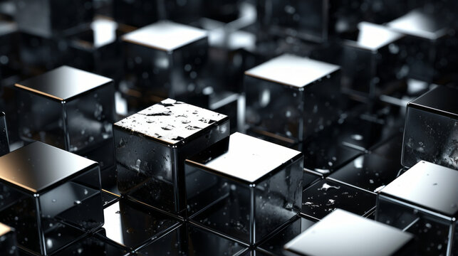 Glittering silver cubes on a black background © Textures & Patterns
