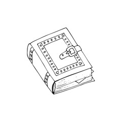 Hand-drawn book illustration. Isolated vector illustration of magic spell book.
