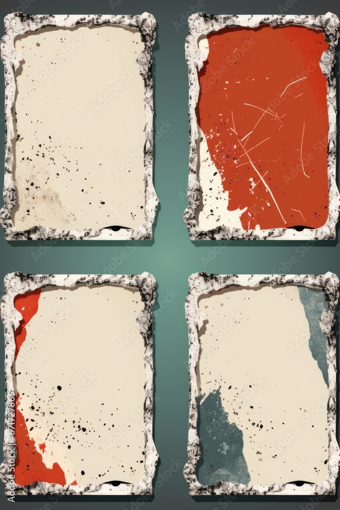 Poster A picture of four different colored pieces of paper. This versatile image can be used for various creative projects or as a background for design elements.