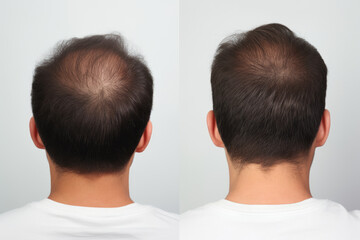 persons hair loss before and after treatment - obrazy, fototapety, plakaty