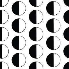 Black and white semi circle seamless pattern