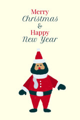 christmas card with santa claus hand drawn cartoon illustration