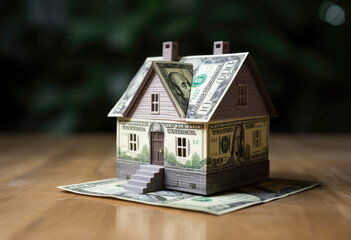 small Model House on Newly Designed U.S. One Hundred Dollar Bills