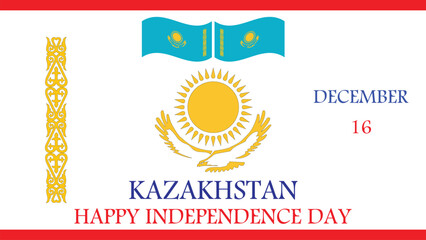 Kazakhstan happy independence day celebration banner. Vector illustration eps 10.