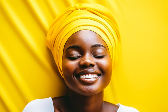 Ivorian woman in yellow dress portrait