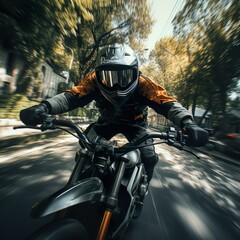 man riding a bike, wearing a helmet