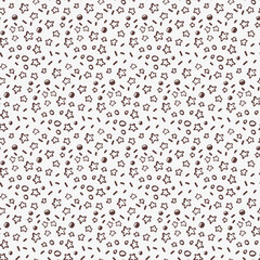 Doodle star and drop seamless pattern. Hand drawn texture monochrome vector illustration background for surface design, textile, fabric, scrapbook or wallpaper