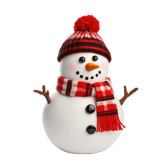 Fototapeta premium Happy snowman isolated on white background. Element for Christmas composition