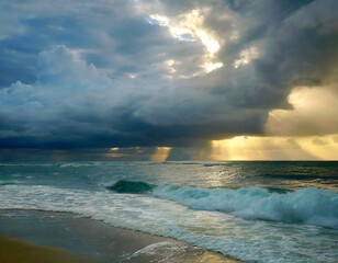 Dramatic Storm Clouds Over the Ocean