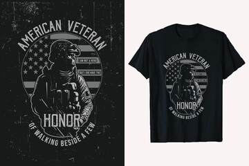American Flag With Military Vector Veteran T-shirt  Design Graphic. 