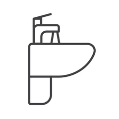 modern sink, washbasin with flowing water - vector illustration