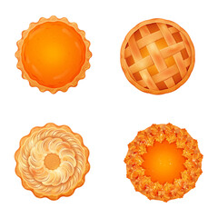 Vector set of pumpkin and apple pumpkins.Thanksgiving and holiday pumpkin pie. 