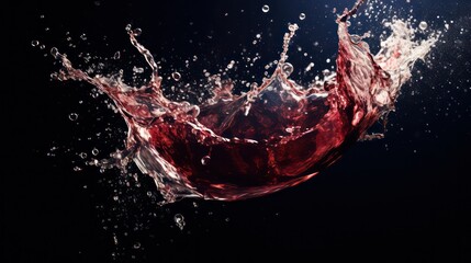 Captivating wine splash frozen in time, showcasing the dynamic and elegant movement of the liquid, frozen in a single mesmerizing moment.