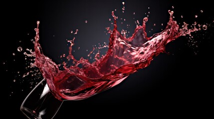 Captivating wine splash frozen in time, showcasing the dynamic and elegant movement of the liquid, frozen in a single mesmerizing moment.