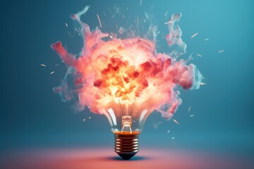 Explosion of a traditional electric bulb - obrazy, fototapety, plakaty