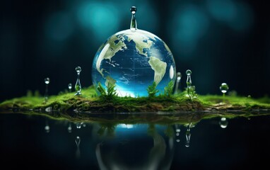 Symbolic representation of a water drop merging with the Earth, signifying the importance of water conservation and celebrating World Water Day.