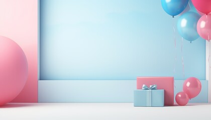 blue and pink themed, invitation for gender reveal party  for presentation 