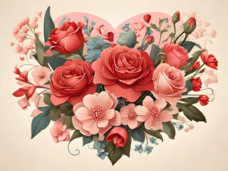 bouquet of roses on a white background, valentine
