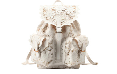 Floral Lace 3D Backpack with Delicate Patterns, on transparent background