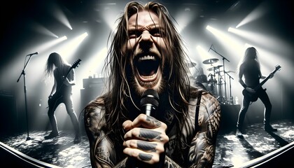 Portrait Metal Band Tattooed Singer