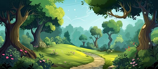 Fairy tale illustration with cartoon background for kids © Lasvu
