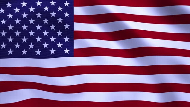 USA Flag Blowing in Wind 4k Realistic 3d flag waving animation seamless loop background for patriotic, political, military, election, history, memorial, independence day, football, documentary.