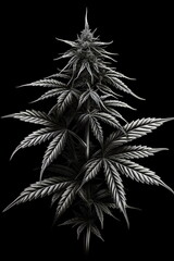 White cannabis leaf vector isolated on black background