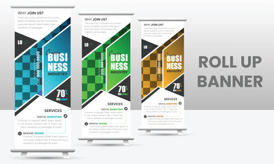 creative modern corporate  vertical banner design layout with geometric shapes.