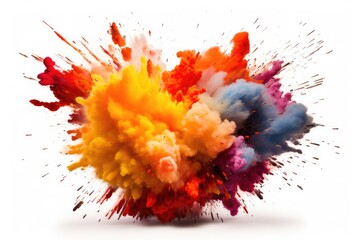 Fototapeta na wymiar Colorful Powder Explosion Against a Clean, Pure Background