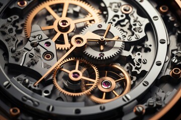 A Detailed View of a Watch Face Revealing Intricate Gears