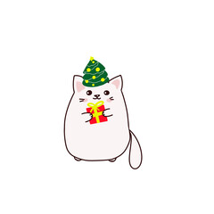 Cute cat with christmas tree
