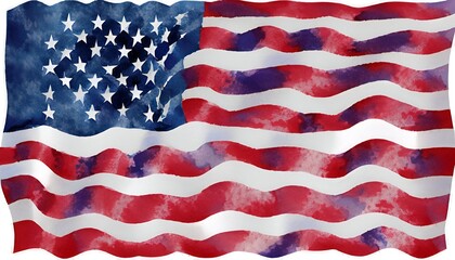 Waving watercolor american flag.