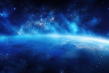 A Majestic View of Our Blue Planet Floating in the Vastness of Space - obrazy, fototapety, plakaty