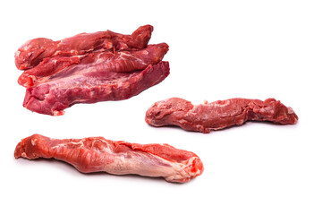 Raw pork tenderloin isolated on a white background.