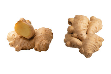 Ginger root isolated on white background.