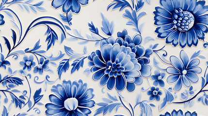 Hand-painted ceramic tiles with blue motifs