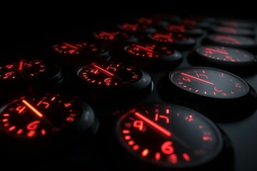 Timer with glowing red numbers on a black background. Generative AI