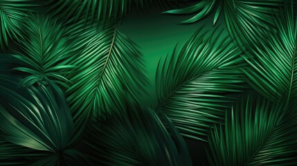 Summer tropical composition with green palm leaves.