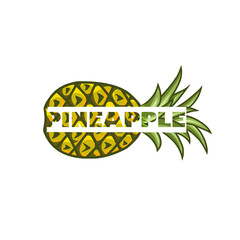 A design with a pineapple that has the text pineaplle written on it, something interesting and innovative.