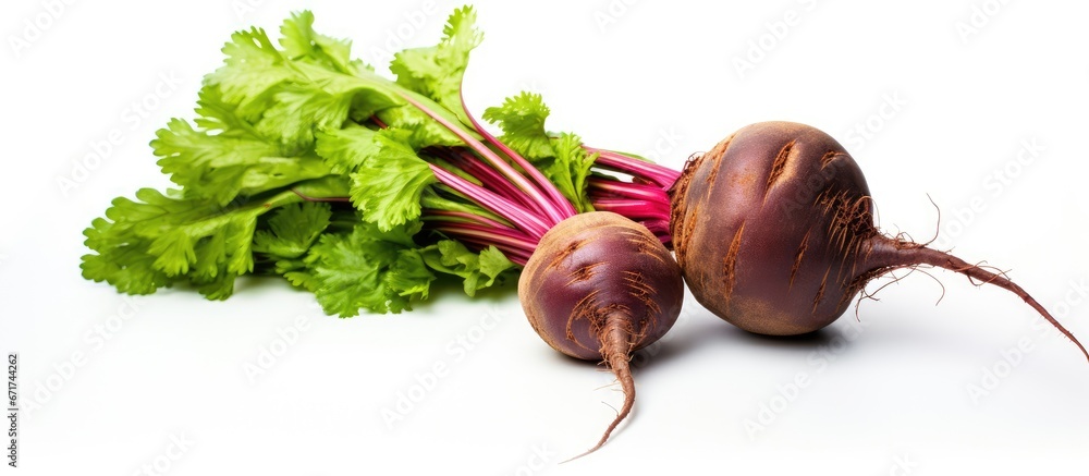 Poster white background showing beet and carrot in isolation