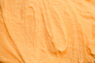 Fruit yogurt ice cream. Smoothies from fresh fruits and berries. Ice cream texture. Delicious sweet dessert close-up as a background.