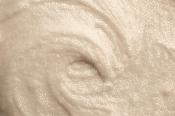 Vanilla cream ice cream. Ice cream texture. Delicious sweet dessert close-up as a background.