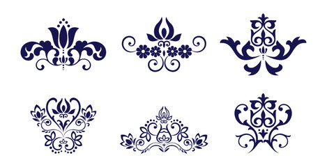 Classic ornament frame, Vintage border illustration, Set of Vintage flower element