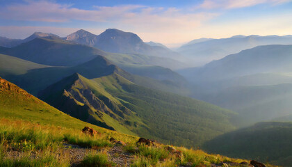 Scenic Mountain Range in the Morning Light