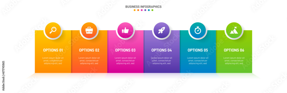 Poster timeline infographic with infochart. modern presentation template with 6 spets for business process.